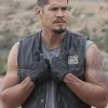 JD Pardo in the sleeveless Mayans M.C Ezekiel Reyes Vest as EZ Reyes, showing detailed front design