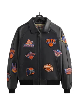 Knicks jacket with front patches.