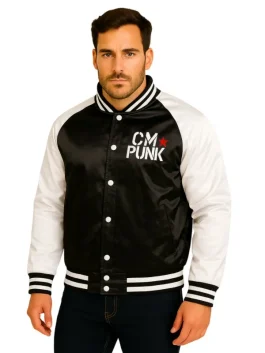 Mens WWE CM Punk Black Bomber Jacket