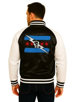 Mens WWE CM Punk Black Bomber Jacket (Back)