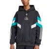 Model wearing black Newcastle United FC Originals hoodie with teal and white stripes.