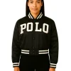 Polo Logo Black Satin Bomber Jacket