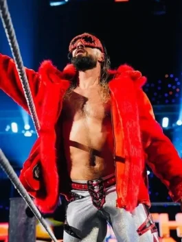 WWE Raw Seth Rollins Red Fur Hooded Jacket