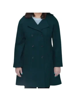 Ana Womens Forest Green Double Breasted Flare Wool Coat - Regular Fit