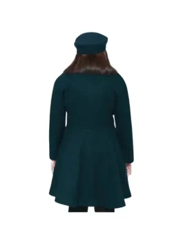 Ana Womens Forest Green Double Breasted Flare Wool Coat - Regular Fit