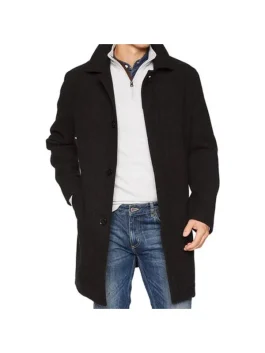 Armando Mens Black 3 4 Length Wool Coat