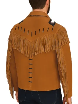 Bart Men’s Brown Native Fringe Cowboy Western Suede Jacket