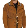 Bart Men’s Brown Native Fringe Cowboy Western Suede Jacket