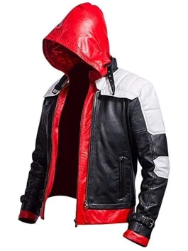 Bat Logo Red Hood Arkham Knight Jacket Front look