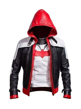 Bat Logo Red Hood Arkham Knight Jacket Front look