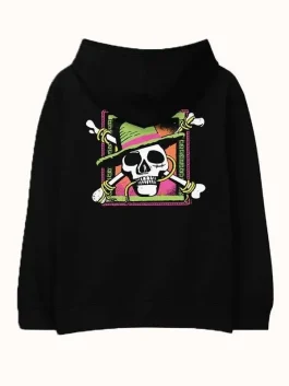 Black One Piece Printed Hoodie Back look