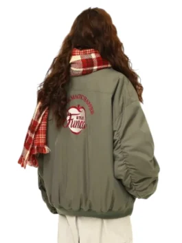 Boa Lapel Casual Padded Jacket Back look