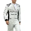 Brad Pitt Grand Prix F1 Racing Jumpsuit in white with black panels, designed to capture the authentic Formula 1 racewear appearance.