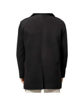 Brewer Mens Black Fur Collar Wool Coat