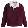 Burgundy Sherpa Trucker Cord Western Jacket
