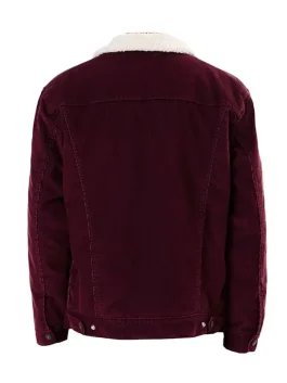 Burgundy Sherpa Trucker Cord Western Jacket