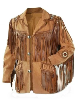 Butch Men’s Brown Fringe Cowboy Western Ranch Suede Jacket