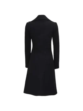 Carol Women's Elegant Black Double Breasted Long Wool Trench Coat