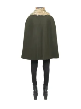 Chic Olive Green Wool Blend Women Cape Coat