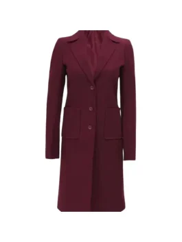 Connie Regular Fit Maroon Long Wool Coat - Overcoat for Women