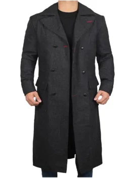 Detective Grey Long Wool Trench Coat Men