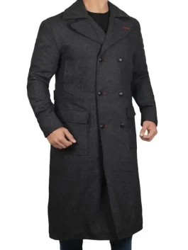 Detective Grey Long Wool Trench Coat Men