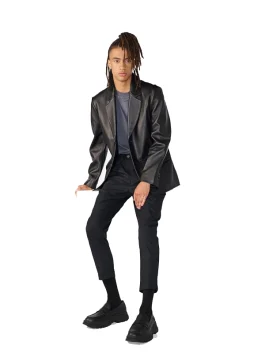 Dylan Two Button Genuine Leather Blazer