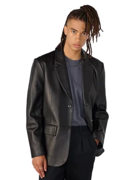 Dylan Two Button Genuine Leather Blazer