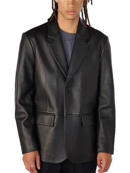 Dylan Two Button Genuine Leather Blazer