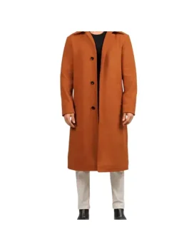 Ferdinand Mens Rust Long Wool Overcoat