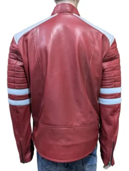 Back view of the Fight Club Tyler Durden leather jacket in red from America Jackets.