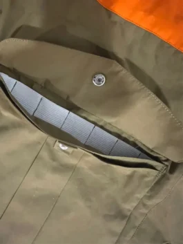 Close-up of the expandable front pockets on the Filson Upland Hunting Vest at America Jackets.