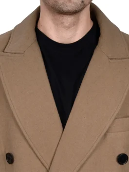 Fredrick Men's Double Breasted Beige Wool Coat Men