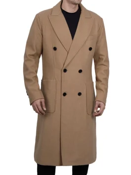Fredrick Men's Double Breasted Beige Wool Coat Men