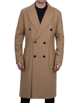 Fredrick Men's Double Breasted Beige Wool Coat Men