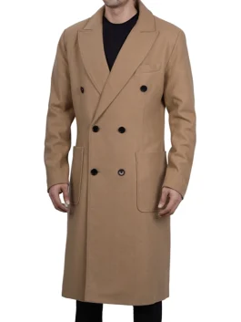 Fredrick Men's Double Breasted Beige Wool Coat Men