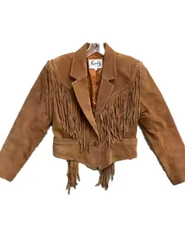 Front-Side-Of-The-Scully-womens-Brown-Fringes-Cropped-leather-jacket