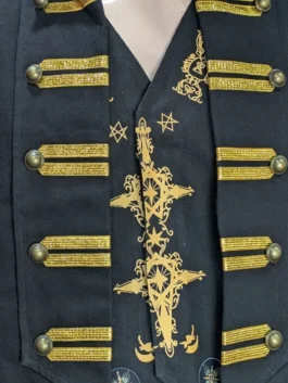 View of the front closure on the Ghost Papa Emeritus IV Military Jacket from America Jackets.