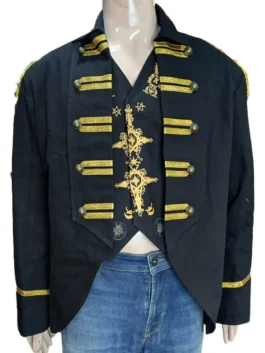 Front view of the black Ghost Papa Emeritus IV Military Jacket from America Jackets.