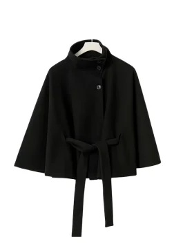 Gina Tricot Belt Cape Jacket Black Color