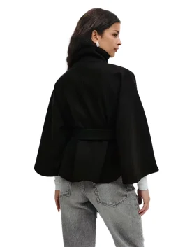 Gina Tricot Belt Cape Jacket Black Color Back