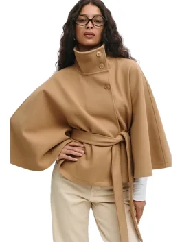 Gina Tricot Belt Cape Jacket Black Color Front