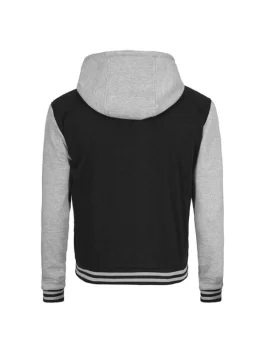 Hooded Letterman Grey and Black Jacket