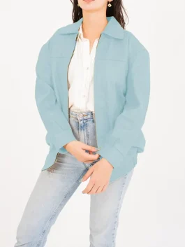 Jane Women’s Pastel Collar Oversized Bomber Leather Jacket