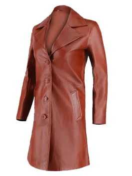 Jenna Women’s Minimalist Leather Trench Coat