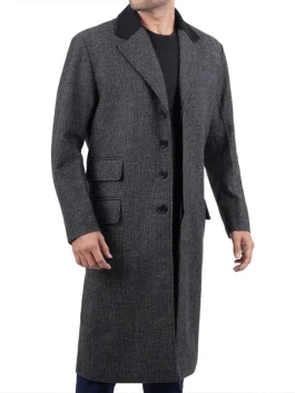 Joel Men's Charcoal Grey Long Wool Coat