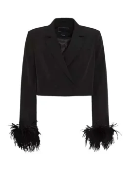 John Wick Chapter 4 Taya Miller Feather Cuffs Cropped Blazer