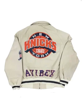 Back view of the Kith & Avirex for the New York Knicks Icon Jacket at America Jackets.