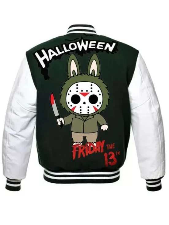 Labubu x Jason Varsity Jacket Back look
