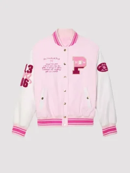 LoveShackFancy x PINK Varsity Jacket Front Look